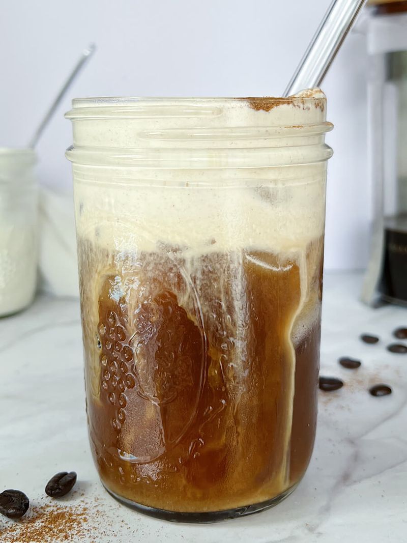 Swap sugary lattes for cinnamon cold brew with milk