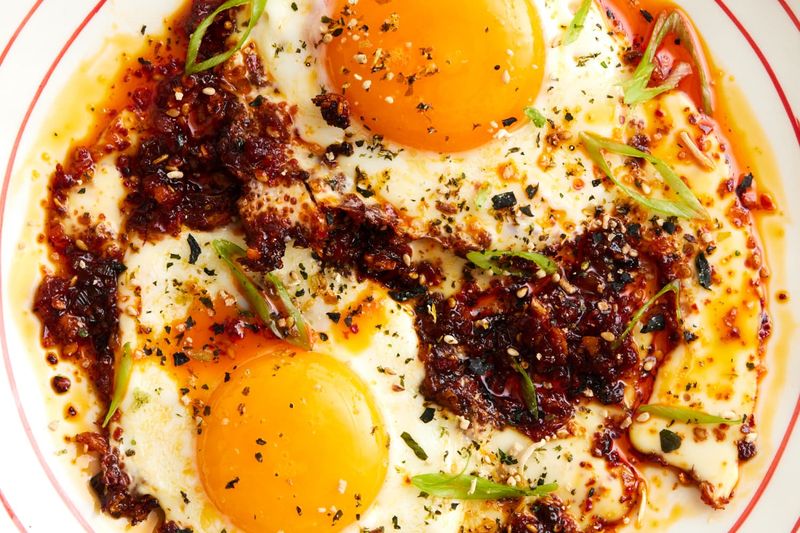 Chili Crisp Fried Eggs Over Rice