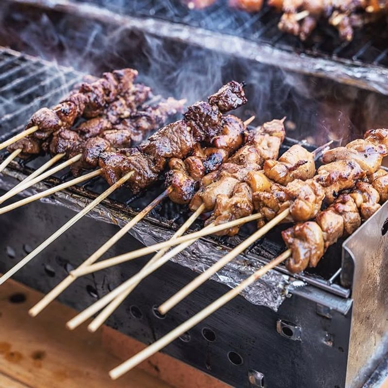 Grilled meat on skewers