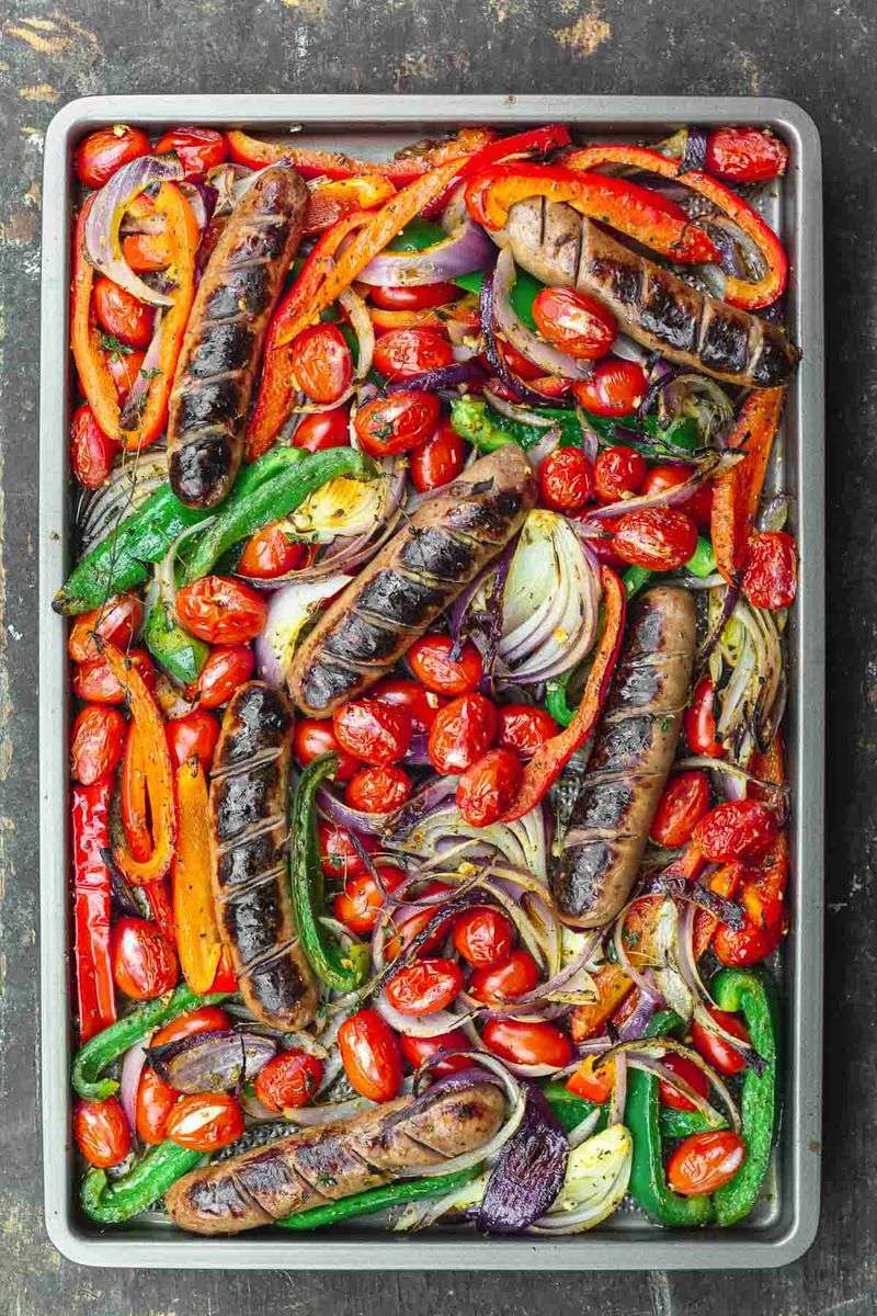 Sheet-Pan Sausage and Peppers