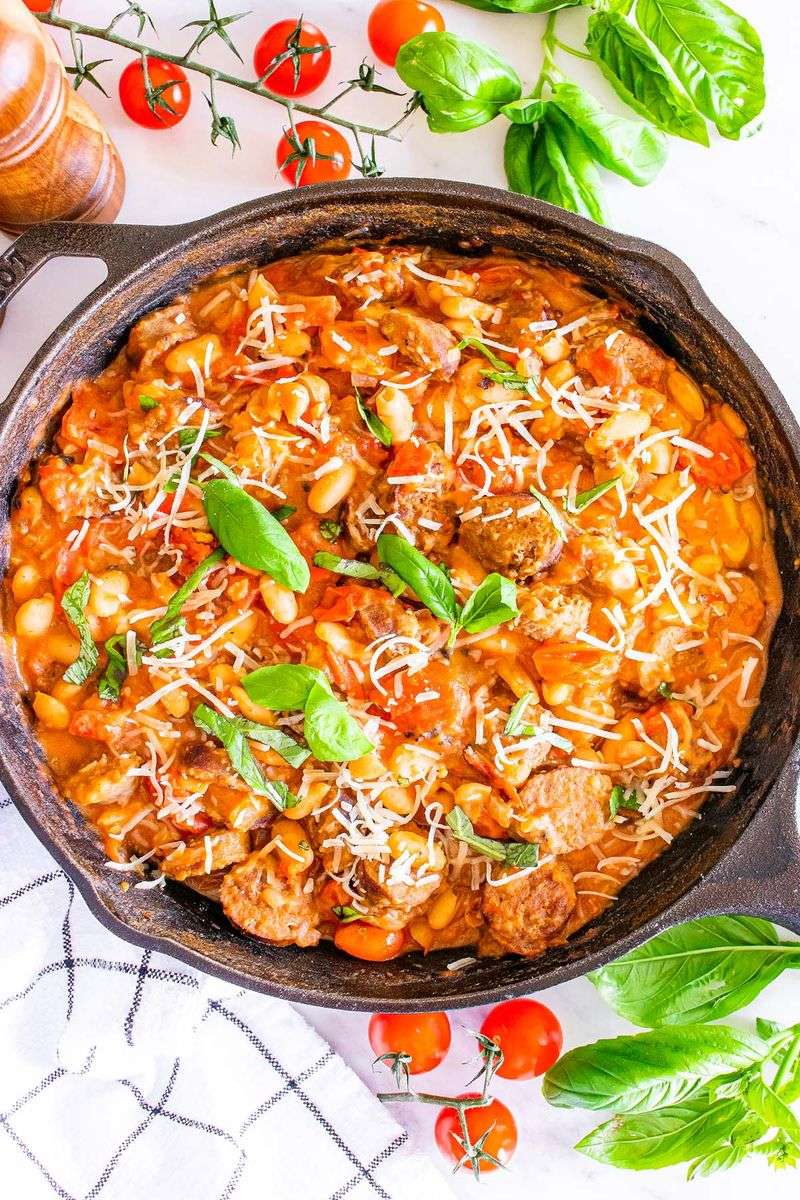 Tomato-Basil White Bean Skillet
