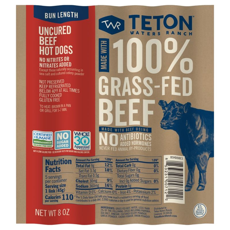 Teton Waters Ranch 100% Grass-Fed Beef Hot Dogs