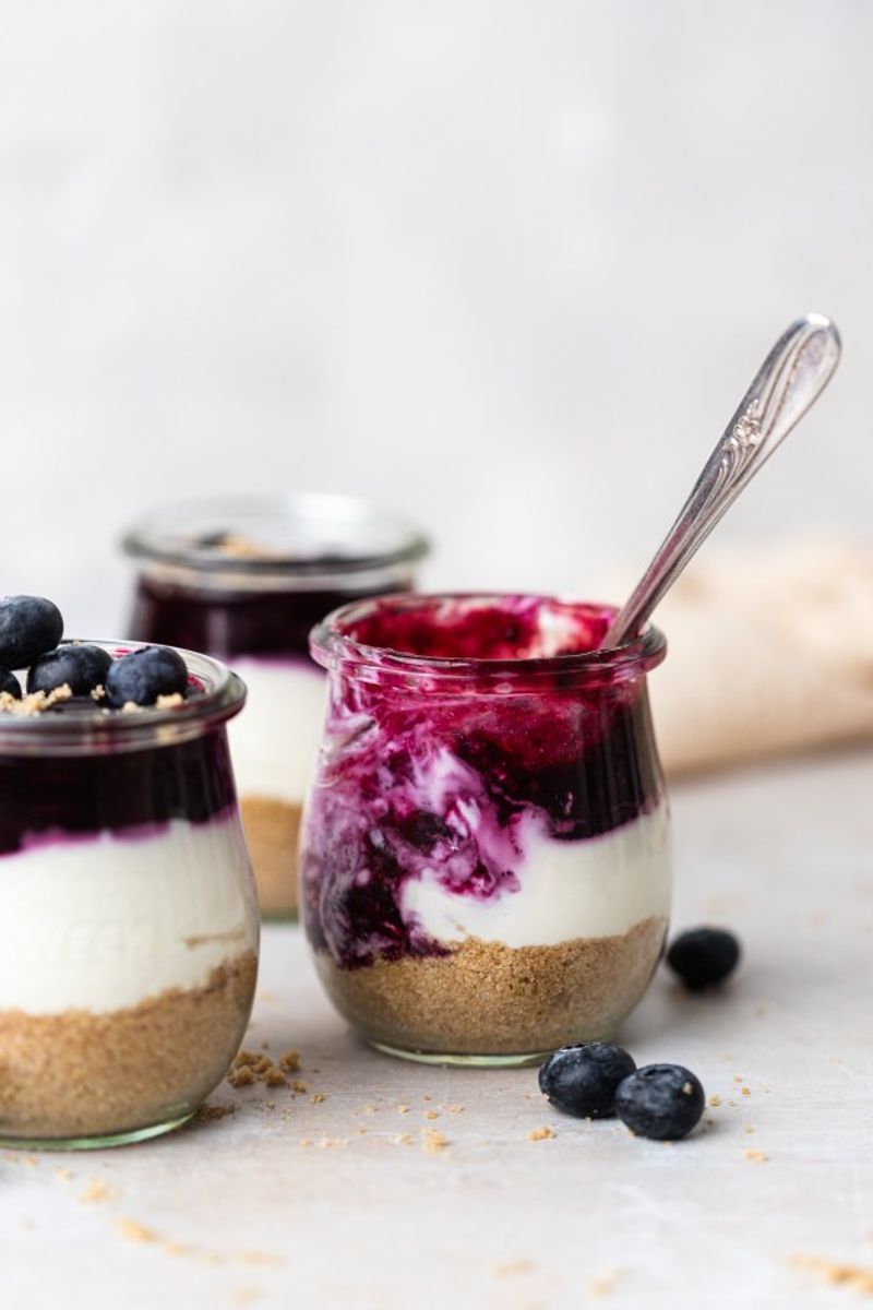 Blueberry Cottage Cheese Cheesecake Cups