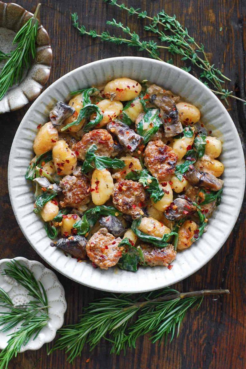 Gnocchi with Sausage and Spinach