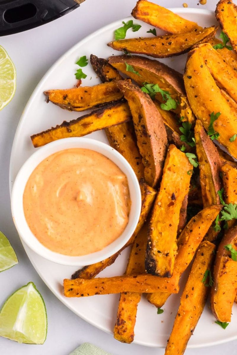 Crispy Sweet Potato Wedges With Spicy Mayo