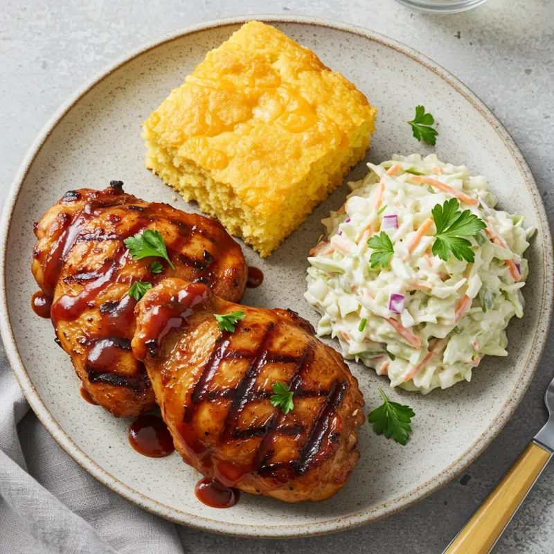 Baked BBQ Chicken With Cornbread