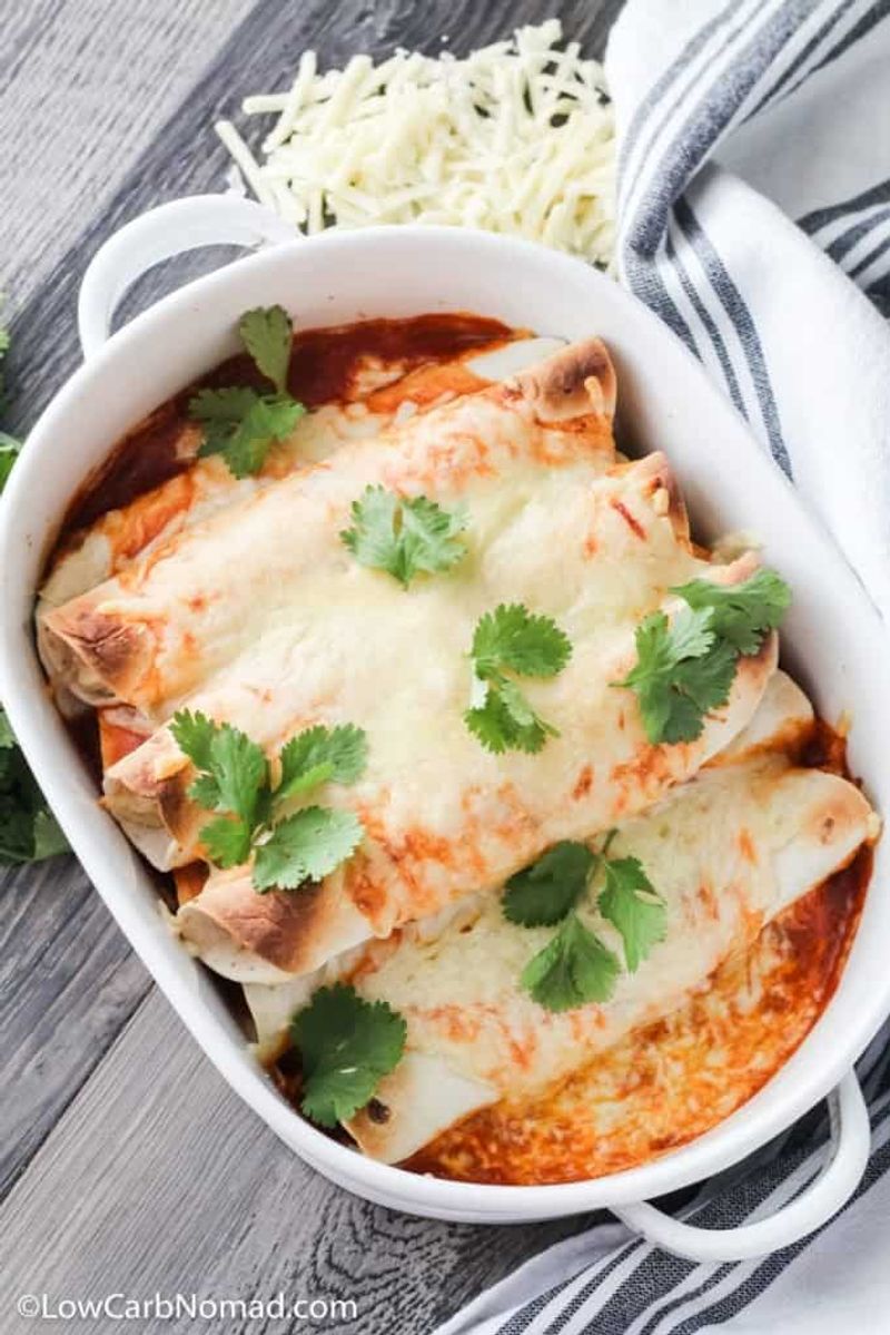Low Carb Chicken Enchiladas with Cauliflower Tortillas