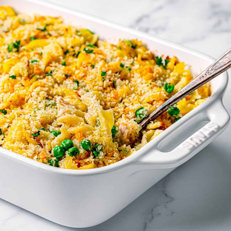 Tuna Noodle Casserole With Homemade White Sauce