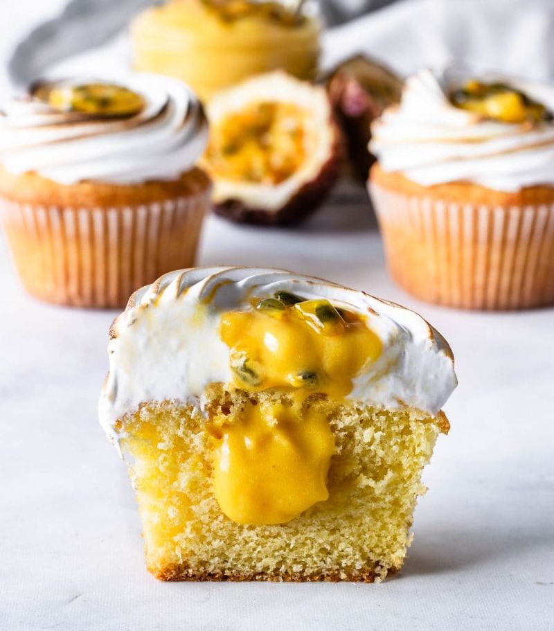 Coconut Cupcakes with Passion Fruit Filling