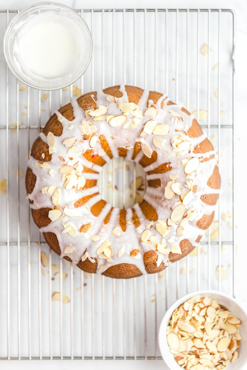Almond Bundt with Cherry Glaze