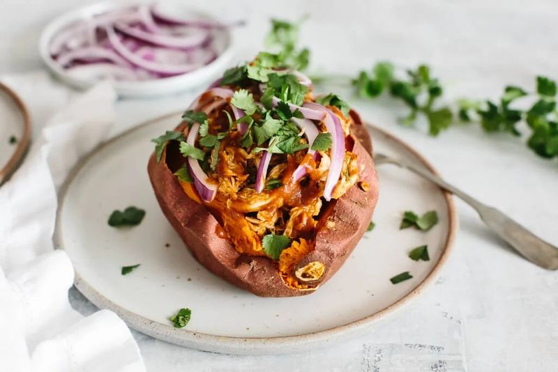 BBQ Chicken Stuffed Sweet Potatoes