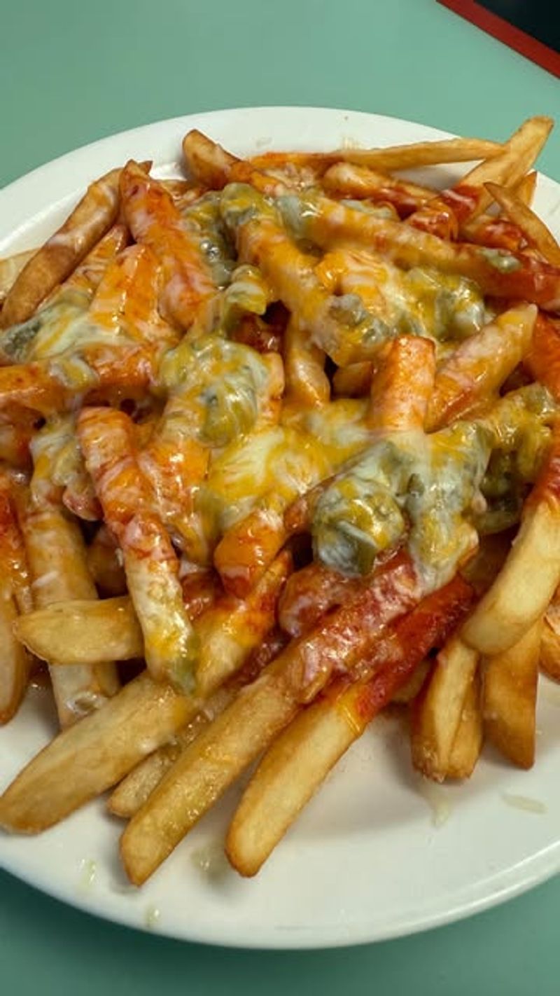 New Mexico - Red Chile Cheese Fries at Frontier Restaurant