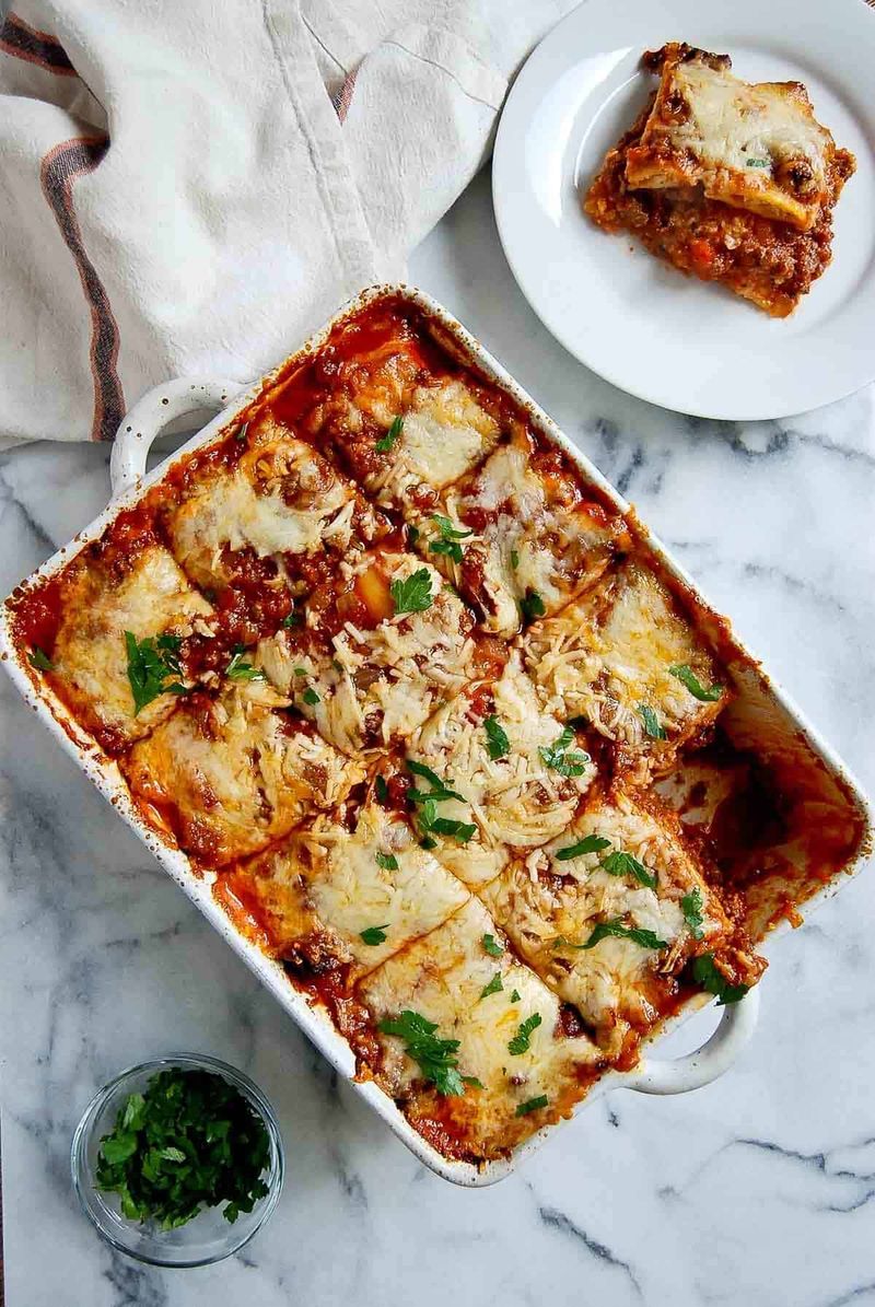 Lazy Lasagna with Frozen Ravioli