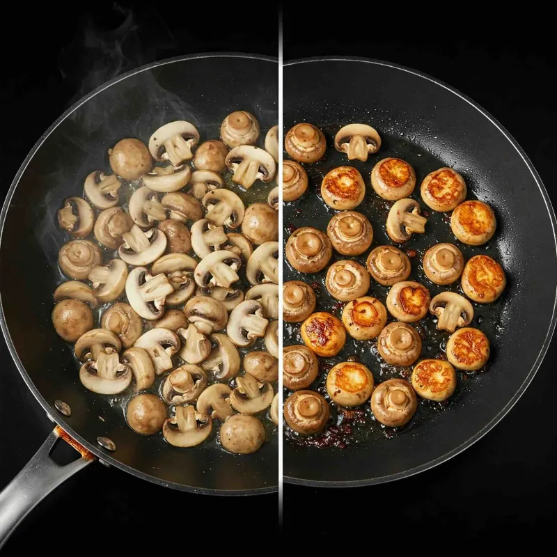 Crowding the pan for faster cooking