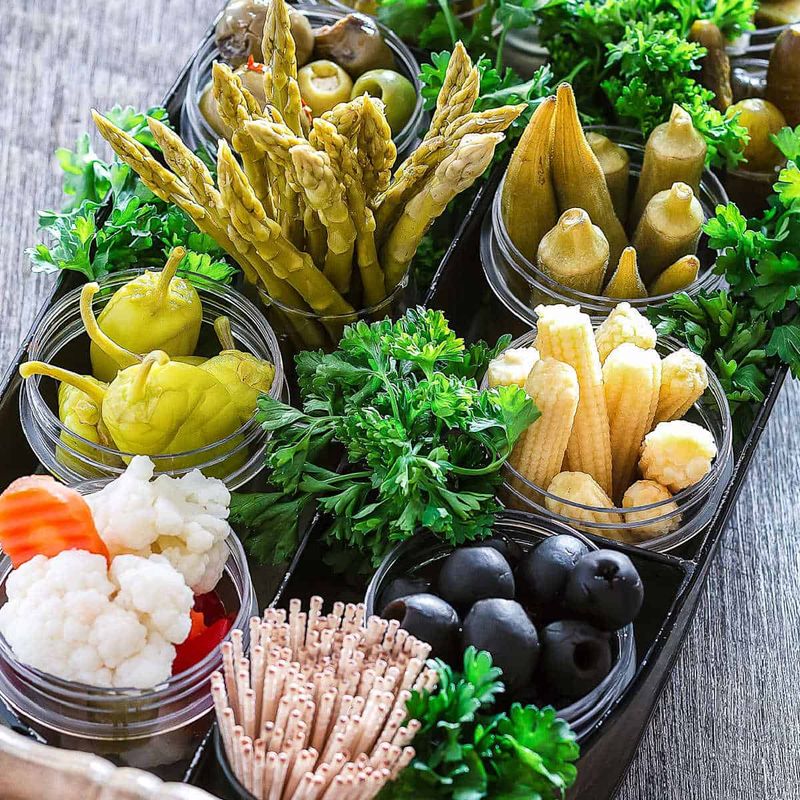 Relish Tray with Pickles and Olives