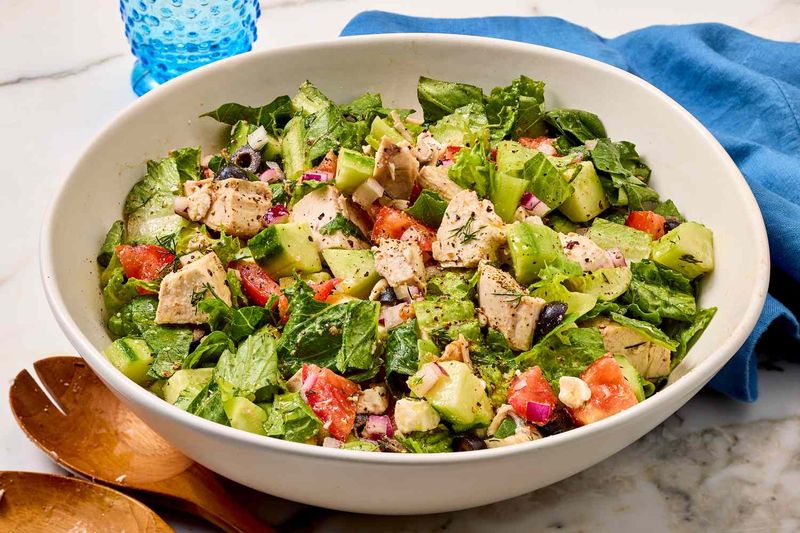 Classic Greek Salad with Grilled Chicken