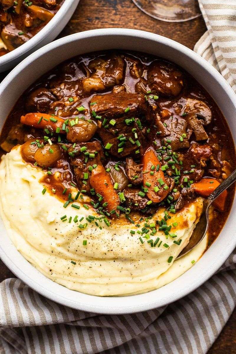 Braised beef bourguignon