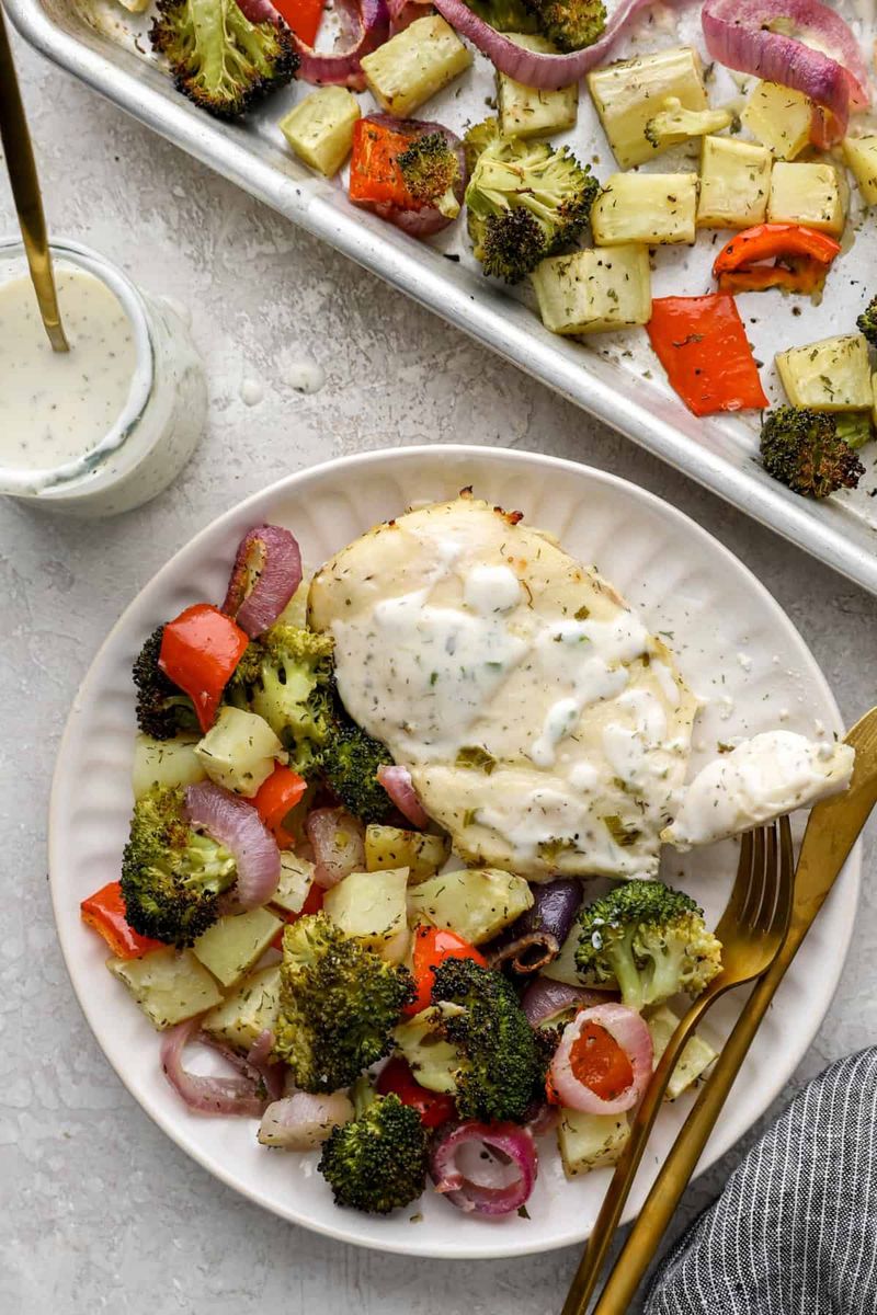 Ranch Chicken and Broccoli Sheet Pan Dinner