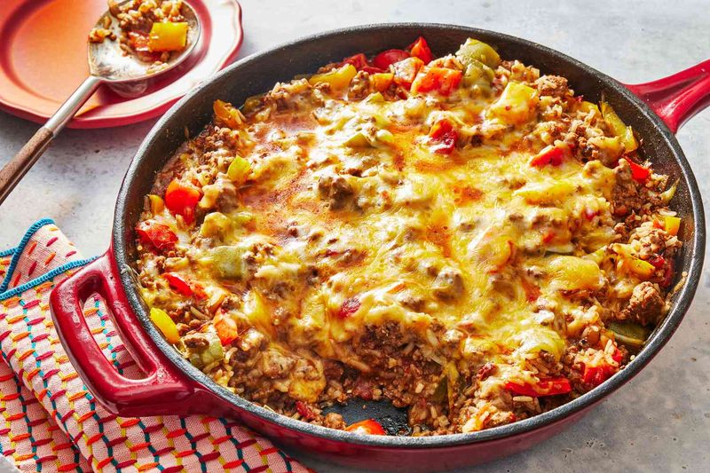 One-Pot Beef And Rice Stuffed Pepper Style