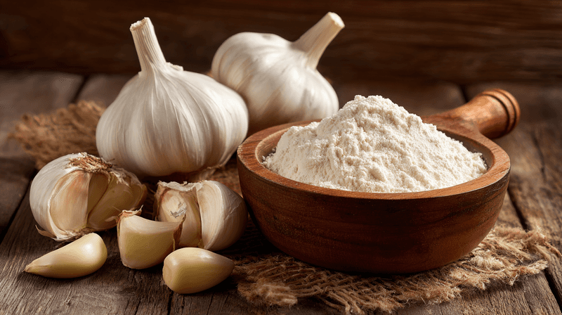 Garlic powder and a pinch of fresh garlic