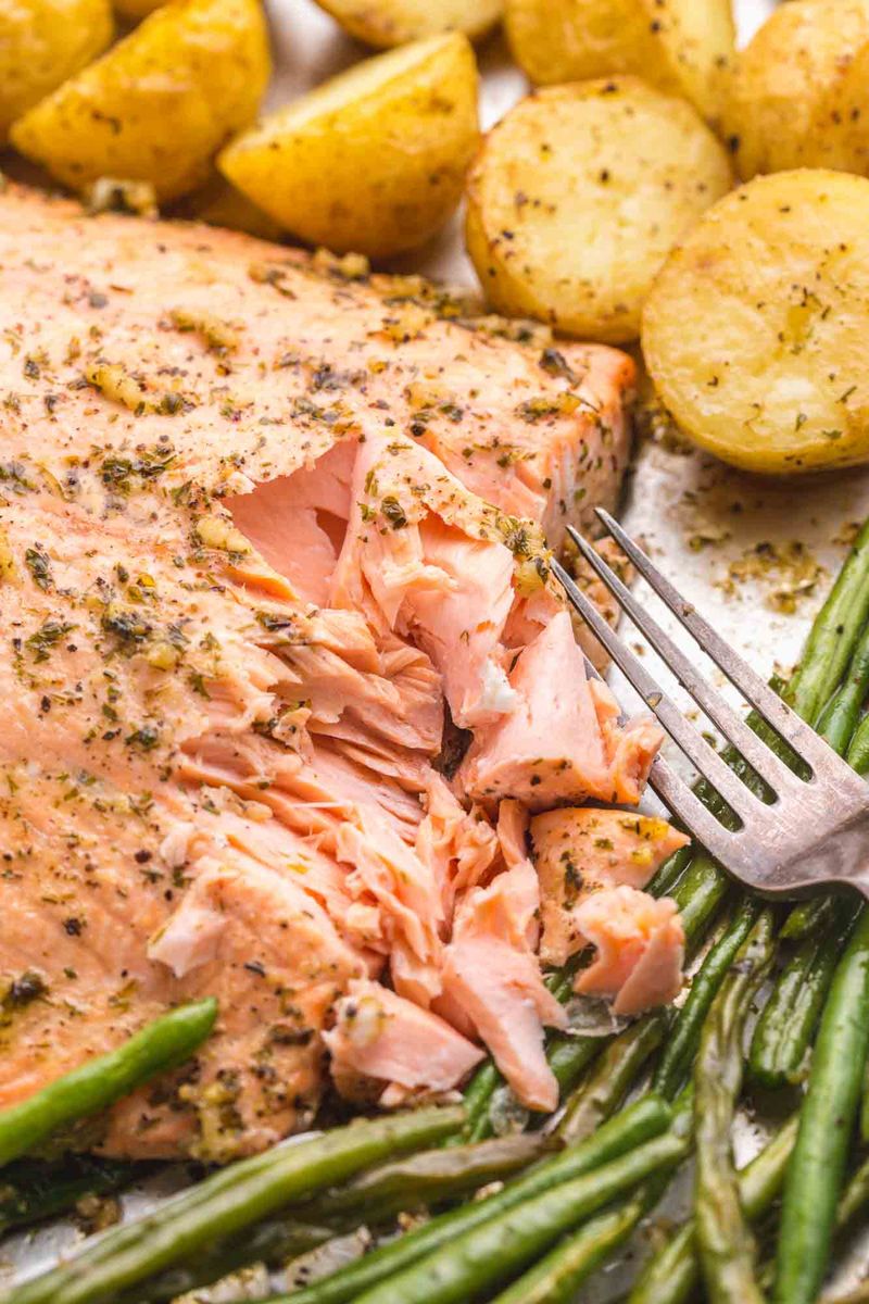 Herb Butter Salmon with Garlic Green Beans