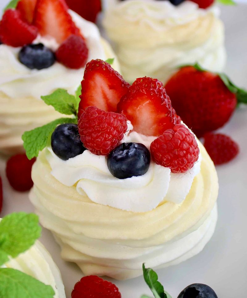 Mini Berry Pavlovas with Cream