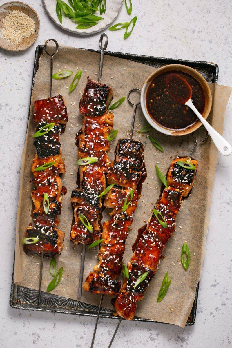 Honey Soy Salmon Skewers