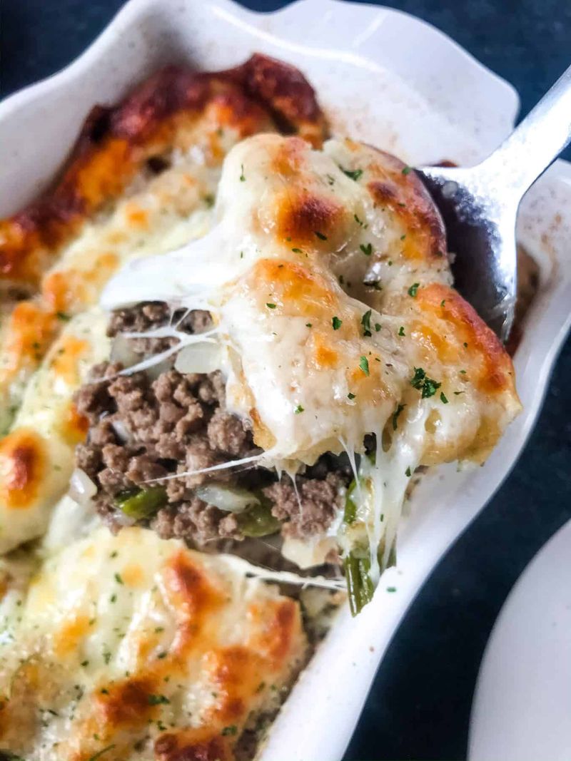 Philly Cheesesteak Tater Tot Casserole