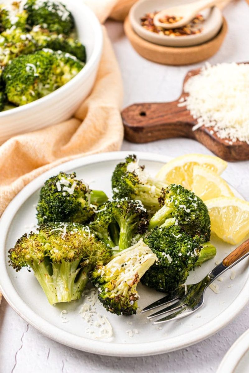 Parmesan Roasted Broccoli with Lemon Pepper