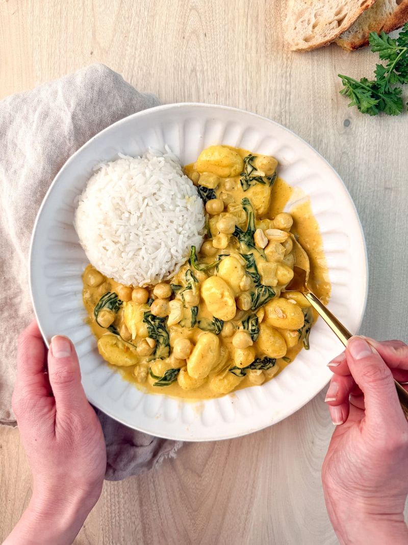 Gnocchi With Red Curry Coconut Sauce