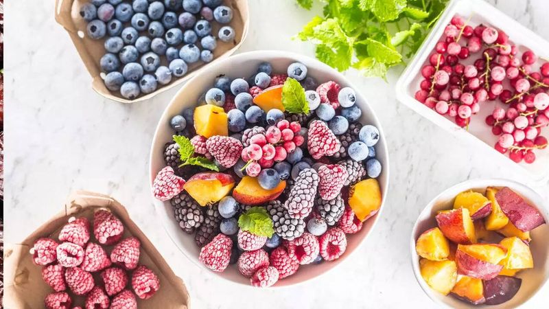 Frozen fruit over pre-cut fresh