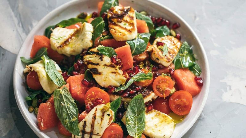 Grilled Halloumi Watermelon Salad
