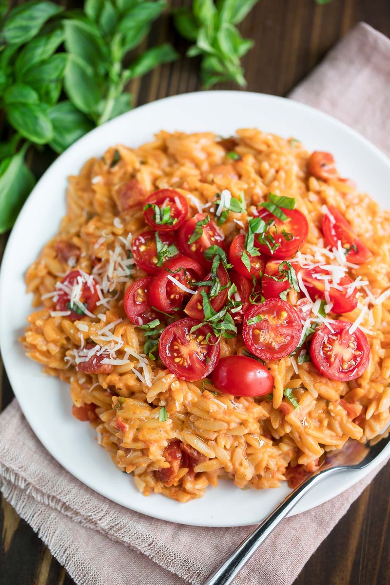 No-Boil Creamy Tomato Basil Orzo