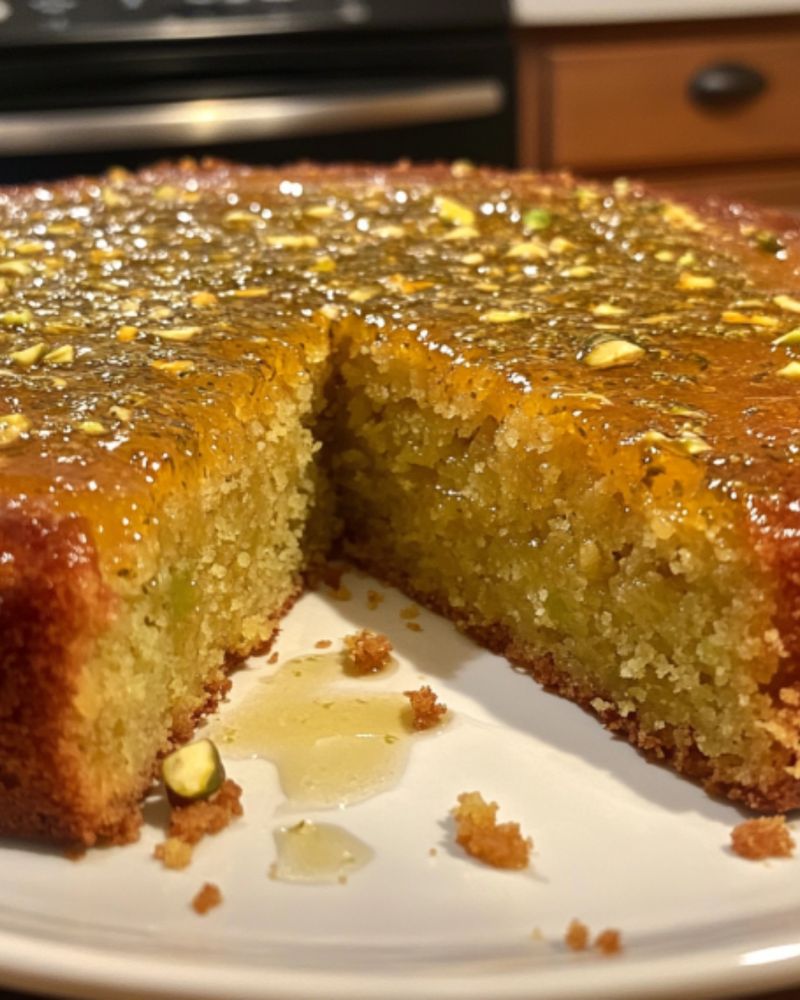 Honey Pistachio Semolina Cake