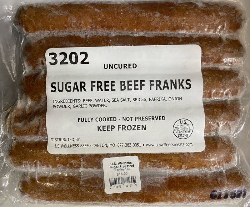 US Wellness Meats Sugar-Free Grass-Fed Beef Franks