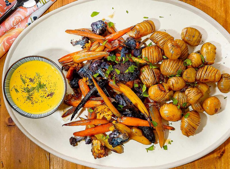Roasted Vegetable Platter With Tahini Sauce