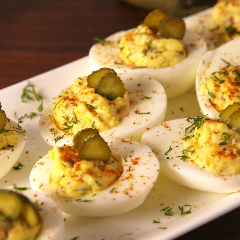 Deviled Eggs With Pickle Brine And Dill