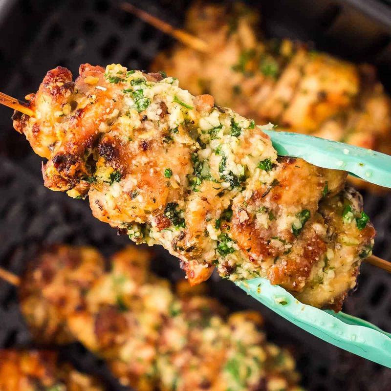 Garlic Parmesan Chicken And Broccoli Kebabs