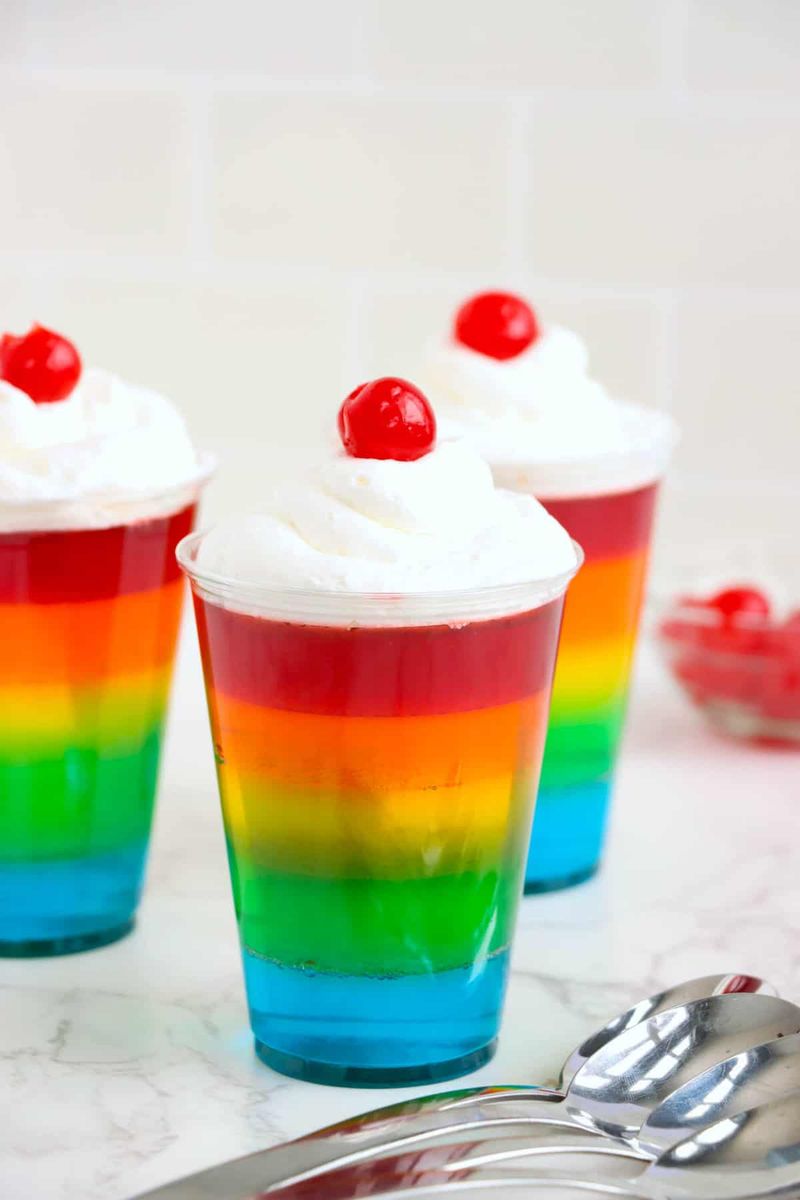 Rainbow Jell-O Cups