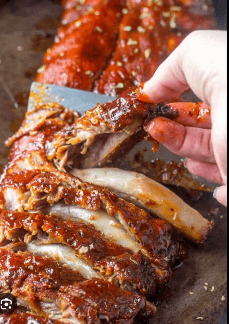 The ribs are boiled tender