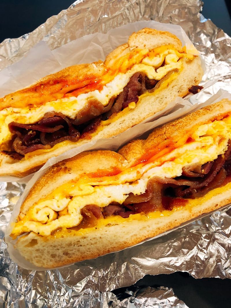 Bacon, Egg & Cheese with Ketchup and Hot Sauce