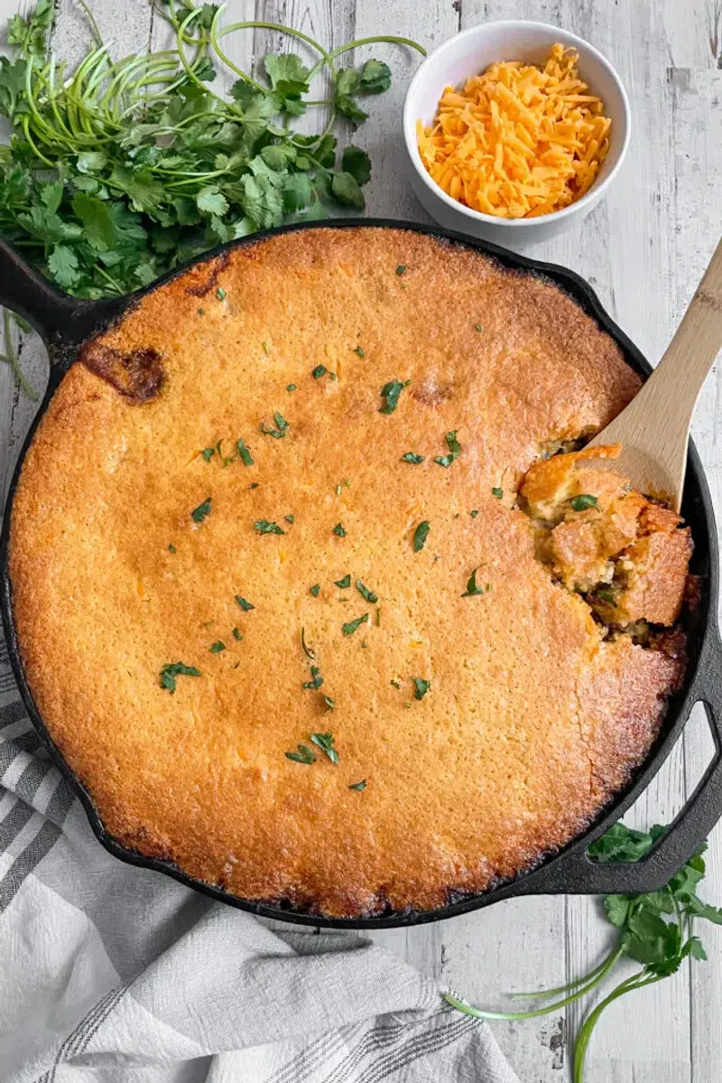 Skillet Chili Cornbread Pie