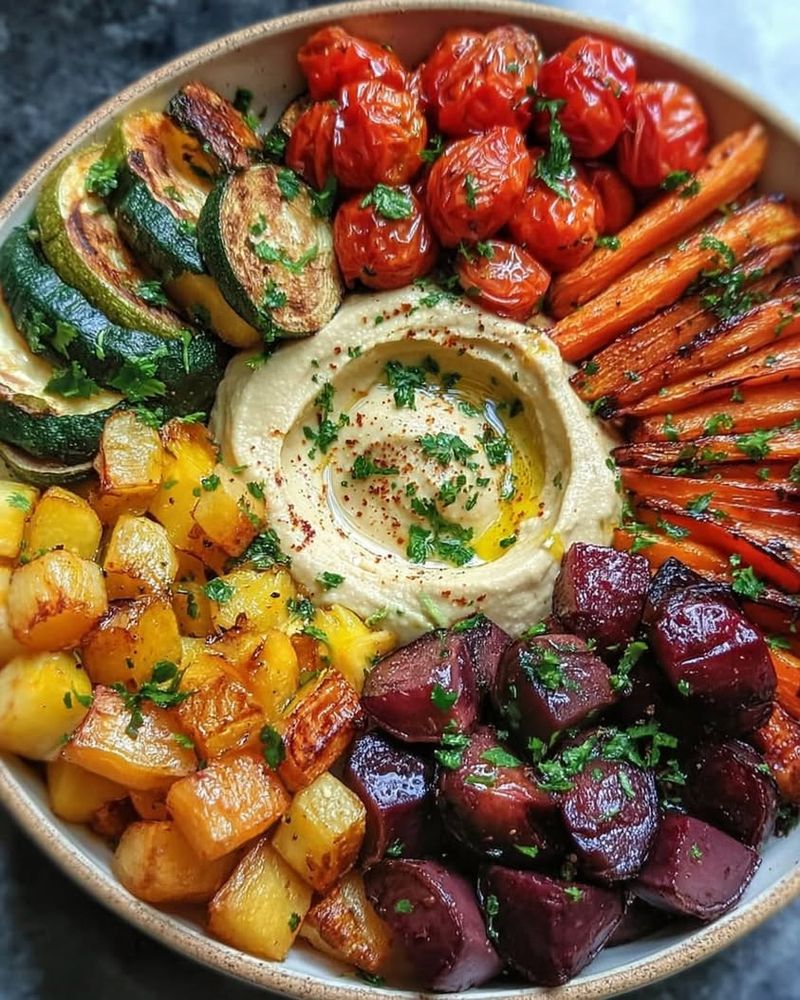 Roasted Vegetable Platter With Hummus