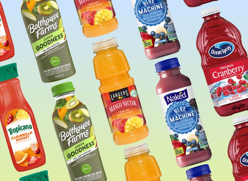Bottled fruit drinks that are not 100 percent juice