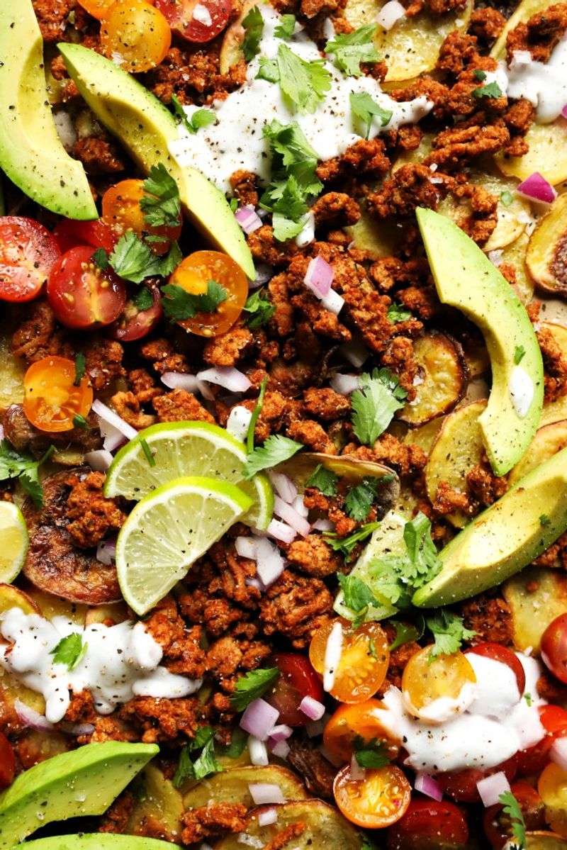 Loaded Beef and Potato Nachos