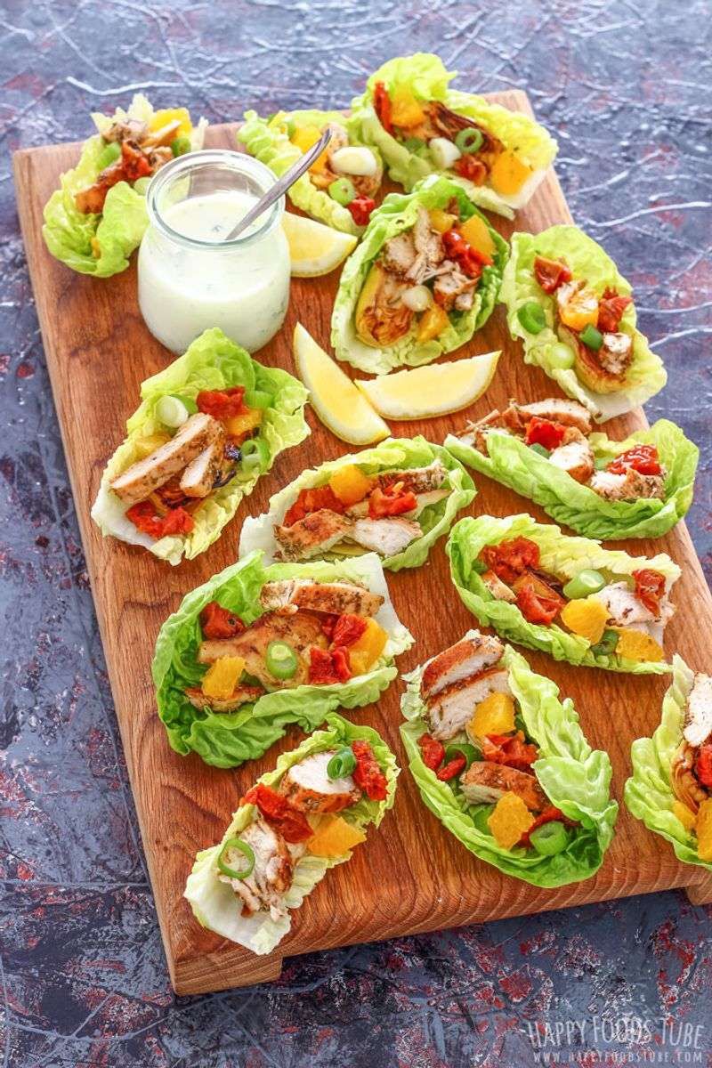 Mediterranean Chicken Salad Lettuce Cups