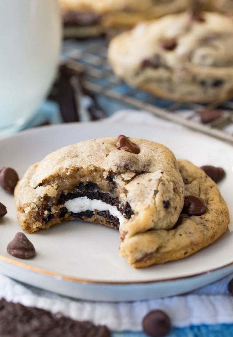 Oreo stuffed chocolate chip cookies