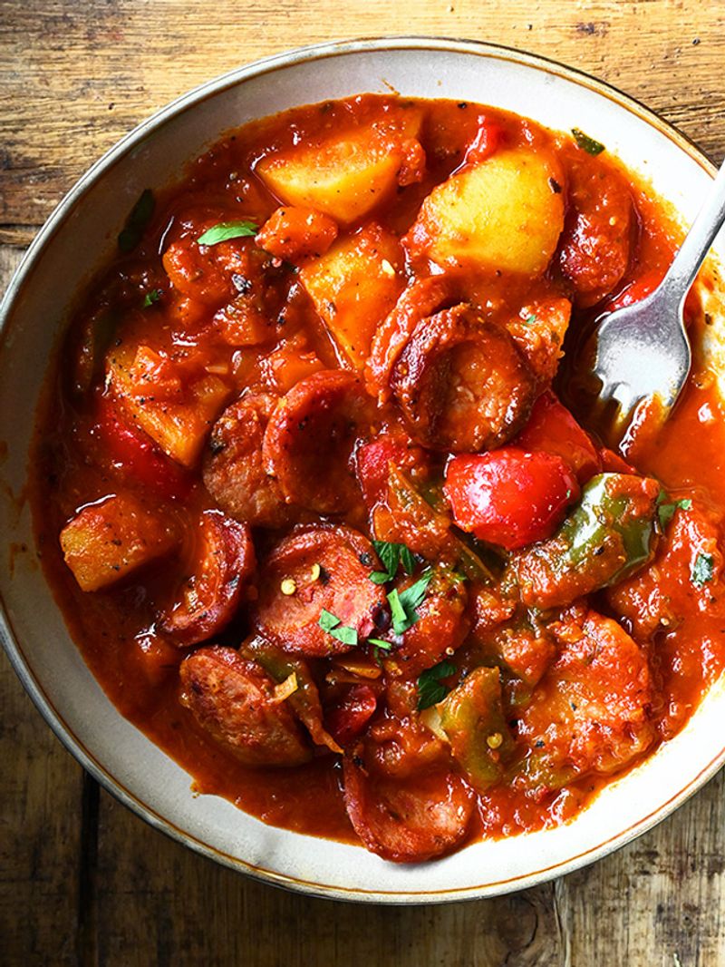 Italian Sausage and Potato Tomato Bake
