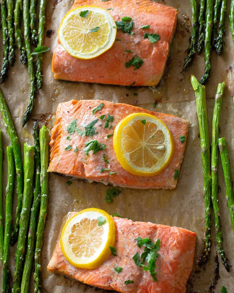 Salmon Fillets And Asparagus