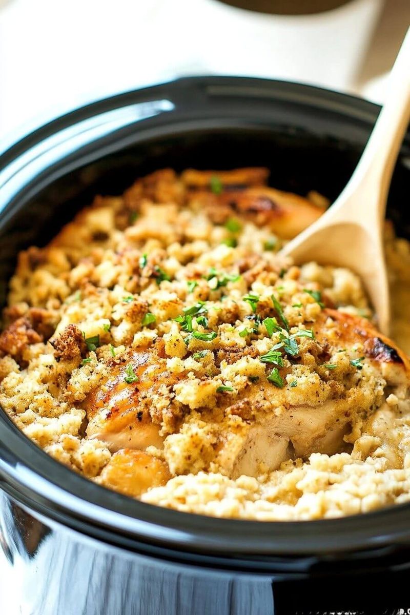 Slow Cooker Chicken And Stuffing